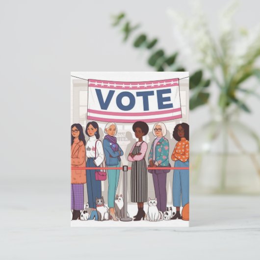 Schattige Cat vrouwen stemmen Briefkaart (Staand voorkant)