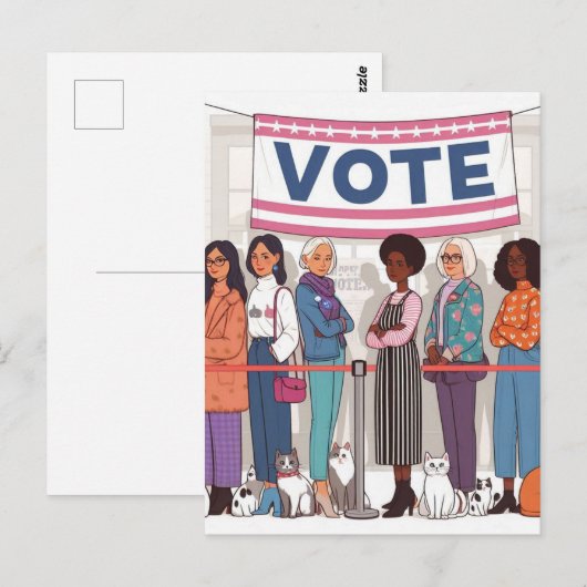 Schattige Cat vrouwen stemmen Briefkaart (Voorkant / Achterkant)