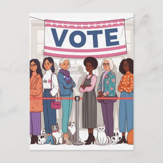 Schattige Cat vrouwen stemmen Briefkaart (Voorkant)