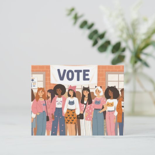 Schattige Cat vrouwen stemmen Briefkaart (Staand voorkant)