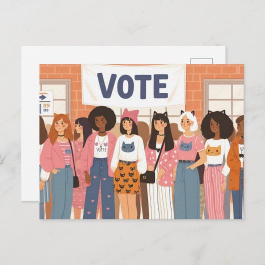 Schattige Cat vrouwen stemmen Briefkaart (Voorkant / Achterkant)