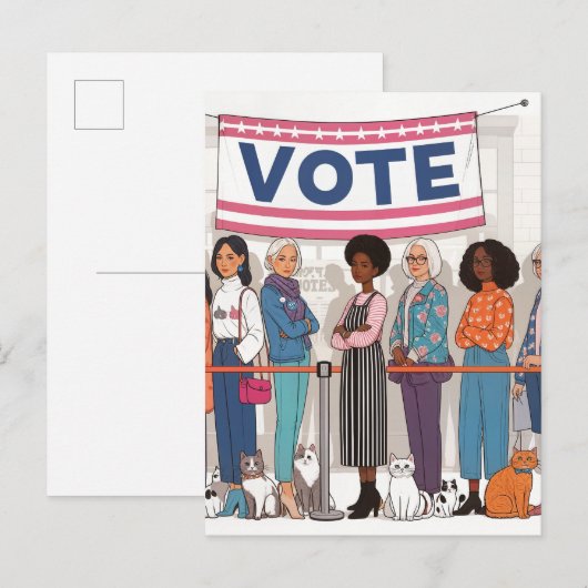 Schattige Cat vrouwen stemmen Briefkaart (Voorkant / Achterkant)