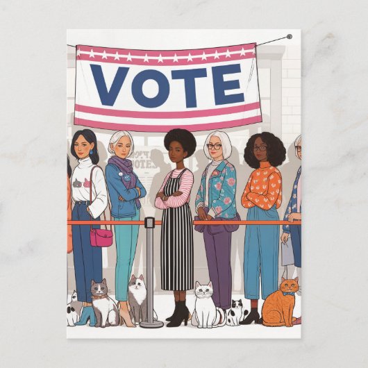 Schattige Cat vrouwen stemmen Briefkaart (Voorkant)
