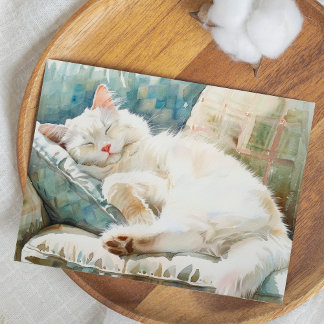 SCHATTIGE CAT WATERVERF ILLUSTRATIE BRIEFKAART