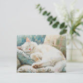 SCHATTIGE CAT WATERVERF ILLUSTRATIE BRIEFKAART (Staand voorkant)