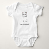 SCHATTIGE CAT WEARING FACE MASK BABY BODYSUIT (Voorkant)