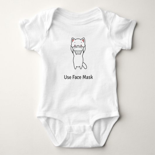 SCHATTIGE CAT WEARING FACE MASK BABY BODYSUIT (Voorkant)