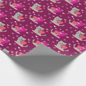 Schattige Cat Wrapping Paper – Whimsical Hearts De Cadeaupapier (Hoek)