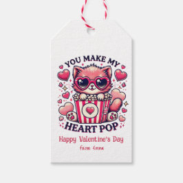 Schattige Cat You Make My Heart Pop Classroom Cadeaulabel