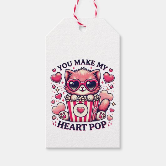 Schattige Cat You Make My Heart Pop Classroom Foto Cadeaulabel (Voorkant)