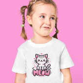 Schattige Cat Zwart en Roze Kind T-Shirt