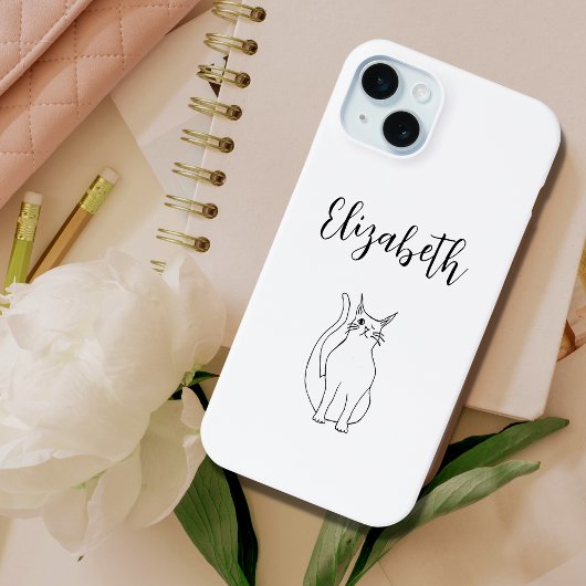 Schattige Cat Zwart Wit Cartoon Winking Kat Case-Mate iPhone Case