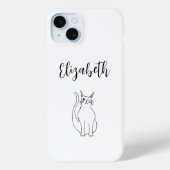 Schattige Cat Zwart Wit Cartoon Winking Kat Case-Mate iPhone Case (Achterkant)