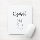 Schattige Cat Zwart Wit Cartoon Winking Kat Muismat (Met muis)