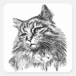 Schattige Cat zwart wit Vierkante Sticker
