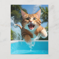 Schattige Cat Zwemmen Duiken in Zwembad Grappig