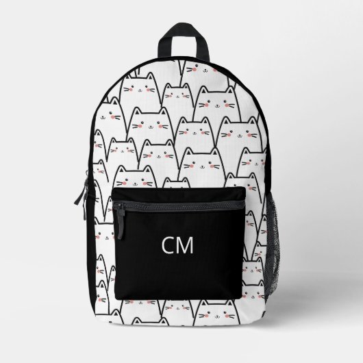 Schattige Cats Aangepaste Monogram Rugzak (Voorkant)