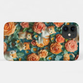 Schattige Cats and Flowers Design Case-Mate iPhone Case (Achterkant (horizontaal))