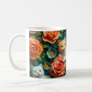 Schattige Cats and Flowers Design Koffiemok