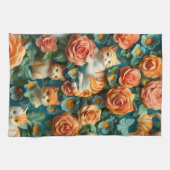 Schattige Cats and Flowers Design Theedoek (Horizontaal)