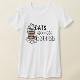 Schattige Cats Boeken & Koffie: Funny Cat Graphic T-shirt