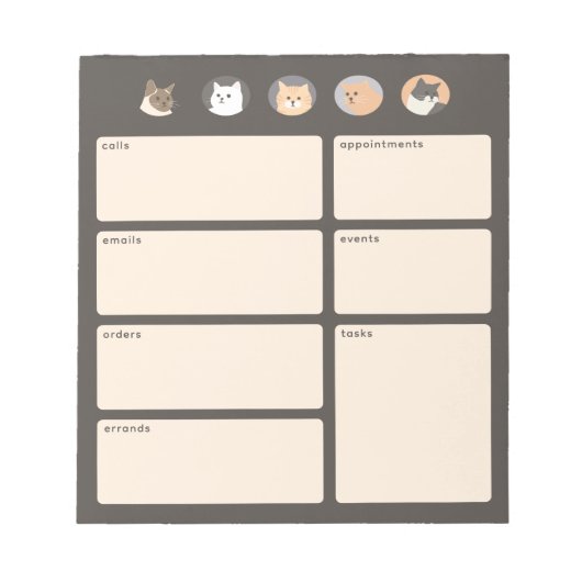 Schattige Cats Donkergrijs Herinneringen Notitiebl Notitieblok (Voorkant)