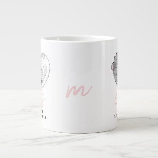 Schattige Cats Heart Shaped voor Tax Day Custom In Grote Koffiekop (Voorkant)