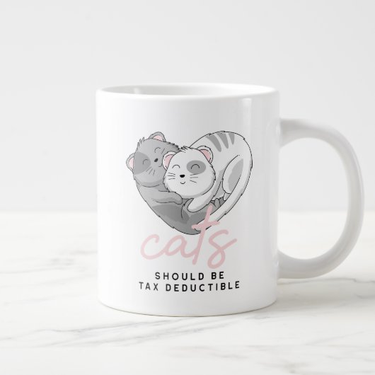 Schattige Cats Heart Shaped voor Tax Day Custom In Grote Koffiekop (Rechts)