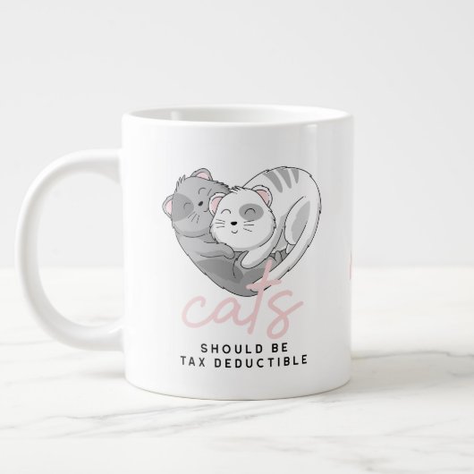 Schattige Cats Heart Shaped voor Tax Day Custom In Grote Koffiekop (Links)