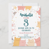 Schattige Cats I Kids Verjaardagsfeestje Kaart (Voorkant)