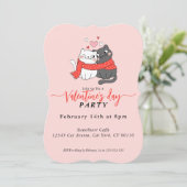 Schattige Cats In Love Valentijnsdag Uitnodiging (Staand voorkant)