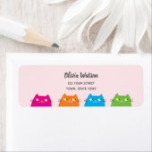 Schattige Cats Kawaii Roze retouradres Etiket (Insitu)