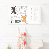 Schattige Cats Kids Verjaardagsbanner Spandoek (Insitu)