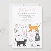 Schattige Cats Laten we Pawty Kids Verjaardagsuitn Kaart (Voorkant)