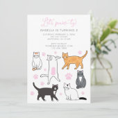 Schattige Cats Laten we Pawty Kids Verjaardagsuitn Kaart (Staand voorkant)