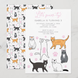 Schattige Cats Laten we Pawty Kids Verjaardagsuitn Kaart
