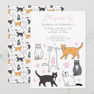 Schattige Cats Laten we Pawty Kids Verjaardagsuitn Kaart