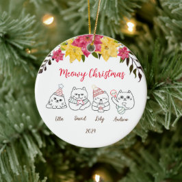 Schattige Cats Meowy Kerstgroeten Ornament