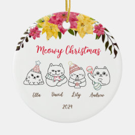 Schattige Cats Meowy Kerstgroeten Ornament