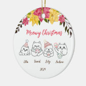 Schattige Cats Meowy Kerstgroeten Ornament (Links)