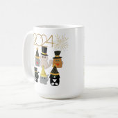 Schattige Cats Nieuwjaarsfeest Koffiemok (Voorkant links)