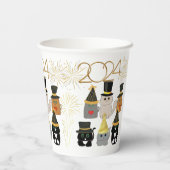 Schattige Cats Nieuwjaarsfeest Papieren Bekers (Achterkant)