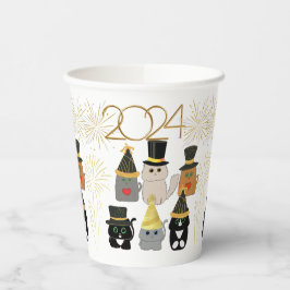 Schattige Cats Nieuwjaarsfeest Papieren Bekers