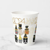 Schattige Cats Nieuwjaarsfeest Papieren Bekers (Voorkant)