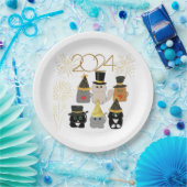 Schattige Cats Nieuwjaarsfeest Papieren Bordje (Feest)