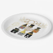 Schattige Cats Nieuwjaarsfeest Papieren Bordje (Gekanteld)