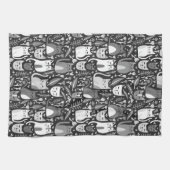 Schattige Cats Pattern Botanische Bloemen Zwart-wi Theedoek (Horizontaal)