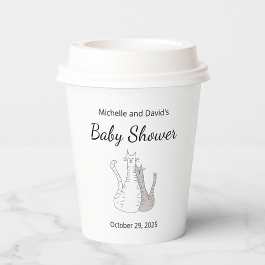 Schattige Cats Twins Baby shower genderneutraal Papieren Bekers (Achterkant)