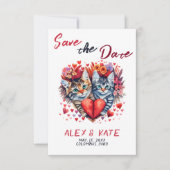 Schattige Cats Wedding Save the Date Aankondiging (Voorkant)