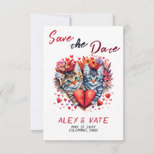 Schattige Cats Wedding Save the Date Aankondiging